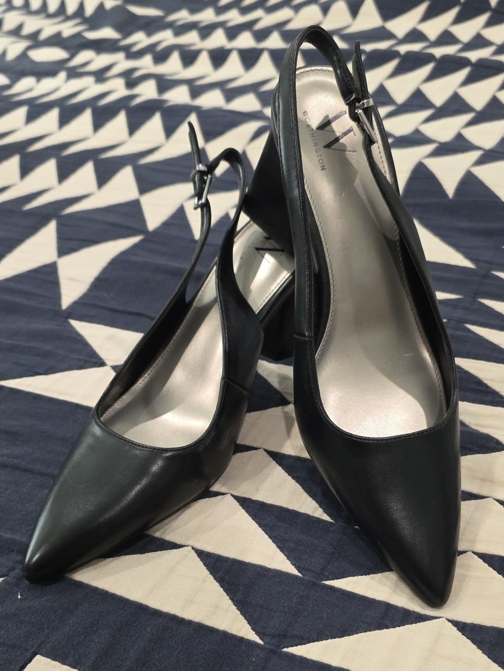Worthington Black Pointed-Toe Slingback Pumps